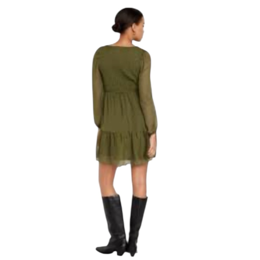 OLD NAVY Size XS Fit & Flare Eyelet Mini Dress Olive Green NWT - Picture 13 of 13